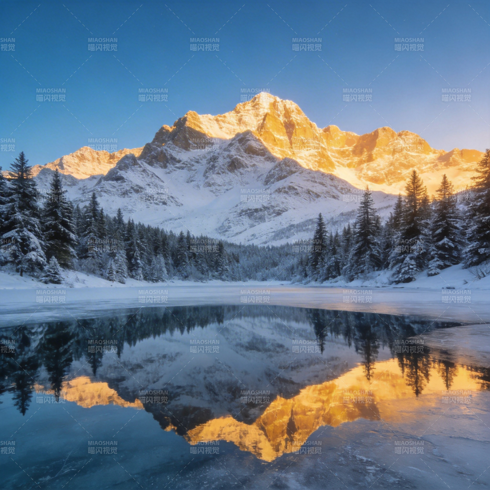 雪山倒影湖光图片