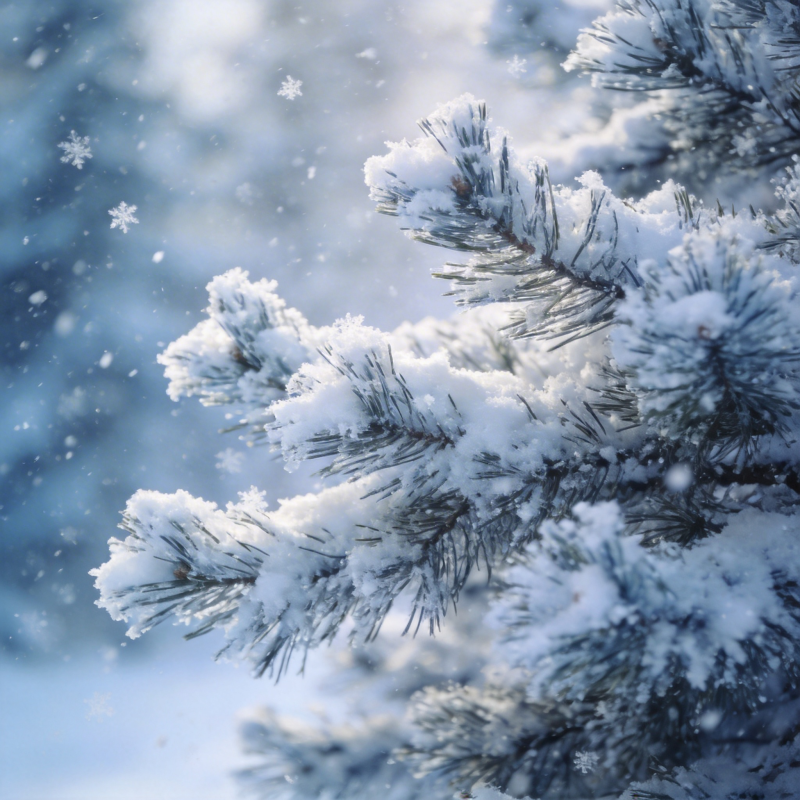 雪落松枝图片