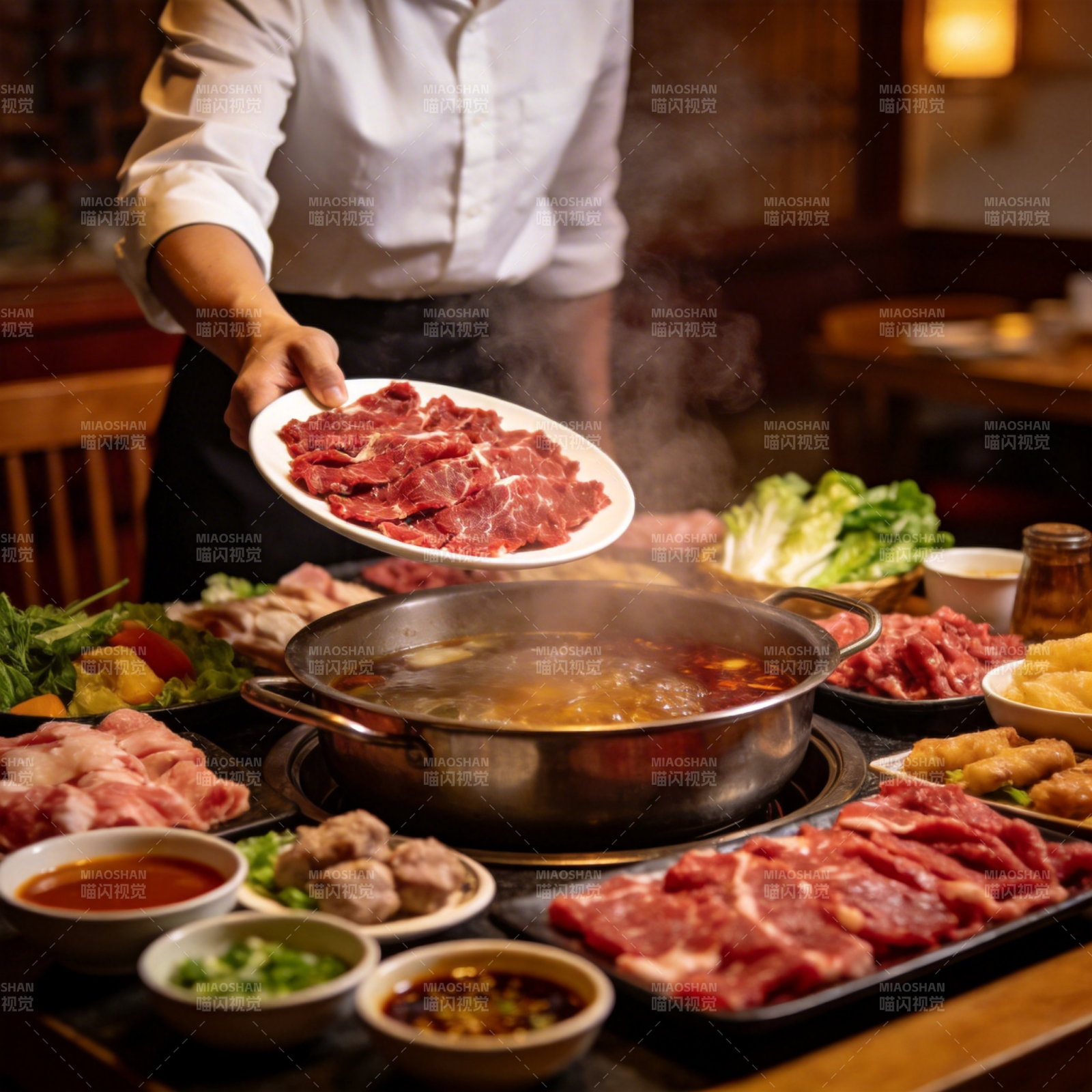 热气腾腾的火锅宴图片