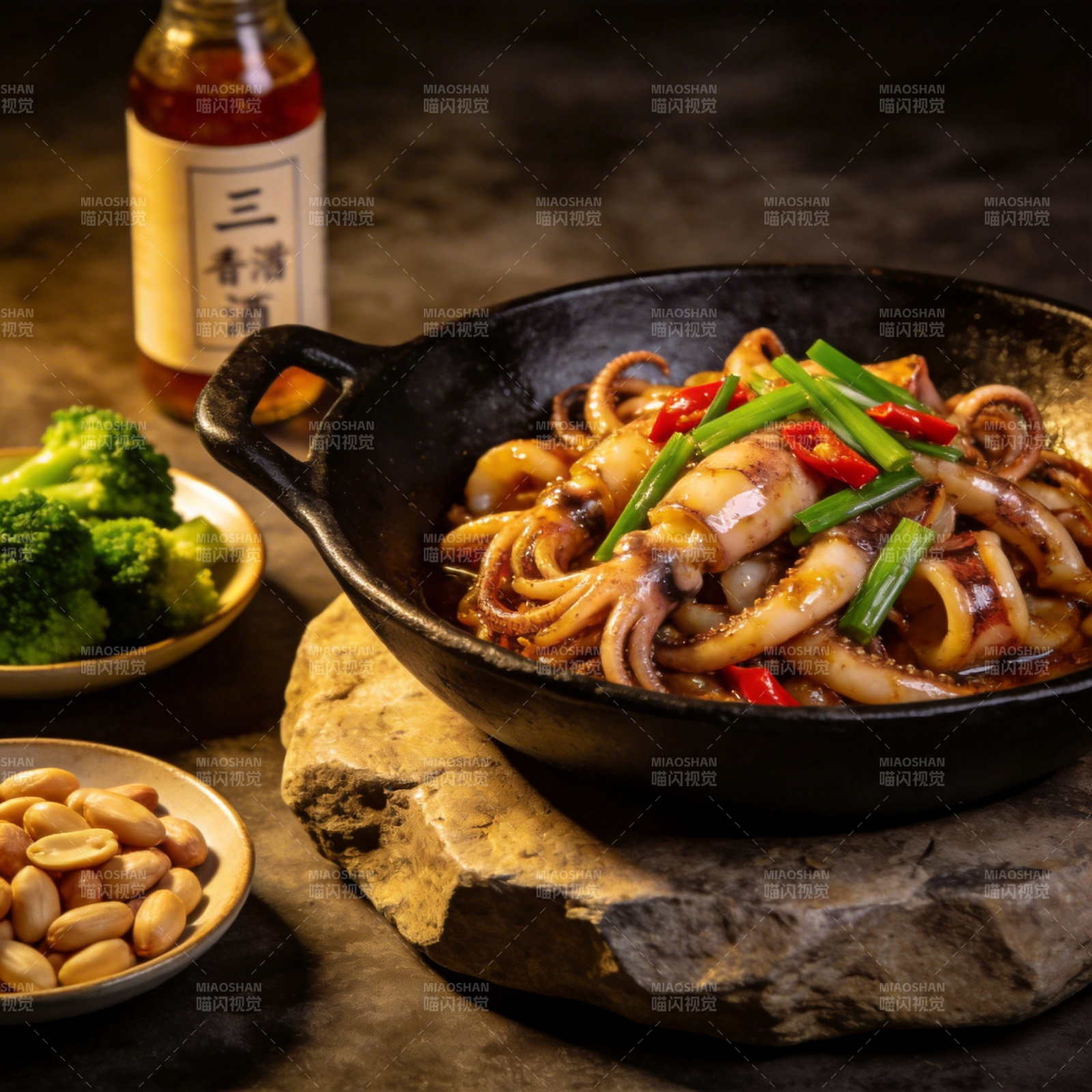 铁锅炒鱿鱼图片