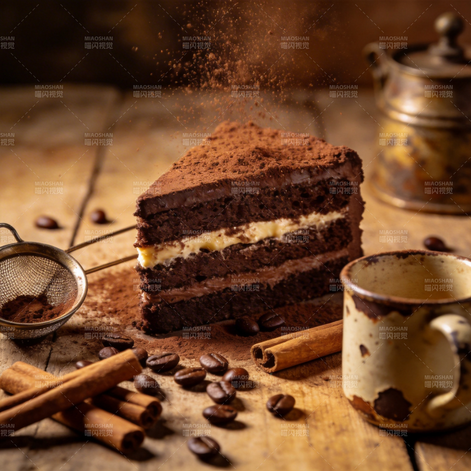 巧克力蛋糕与咖啡图片