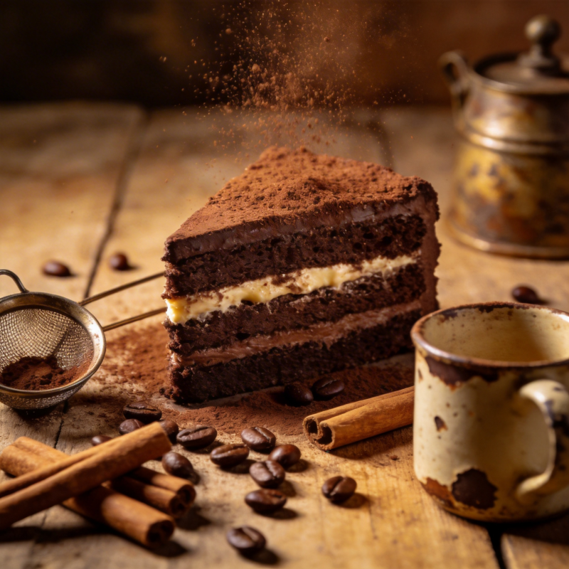 巧克力蛋糕与咖啡图片