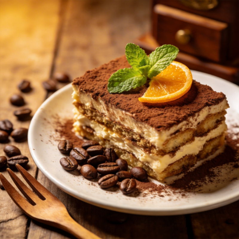 提拉米苏配橙片图片