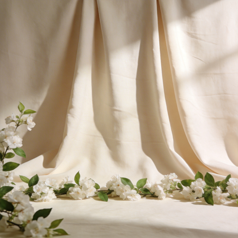 白花垂帘光影图片