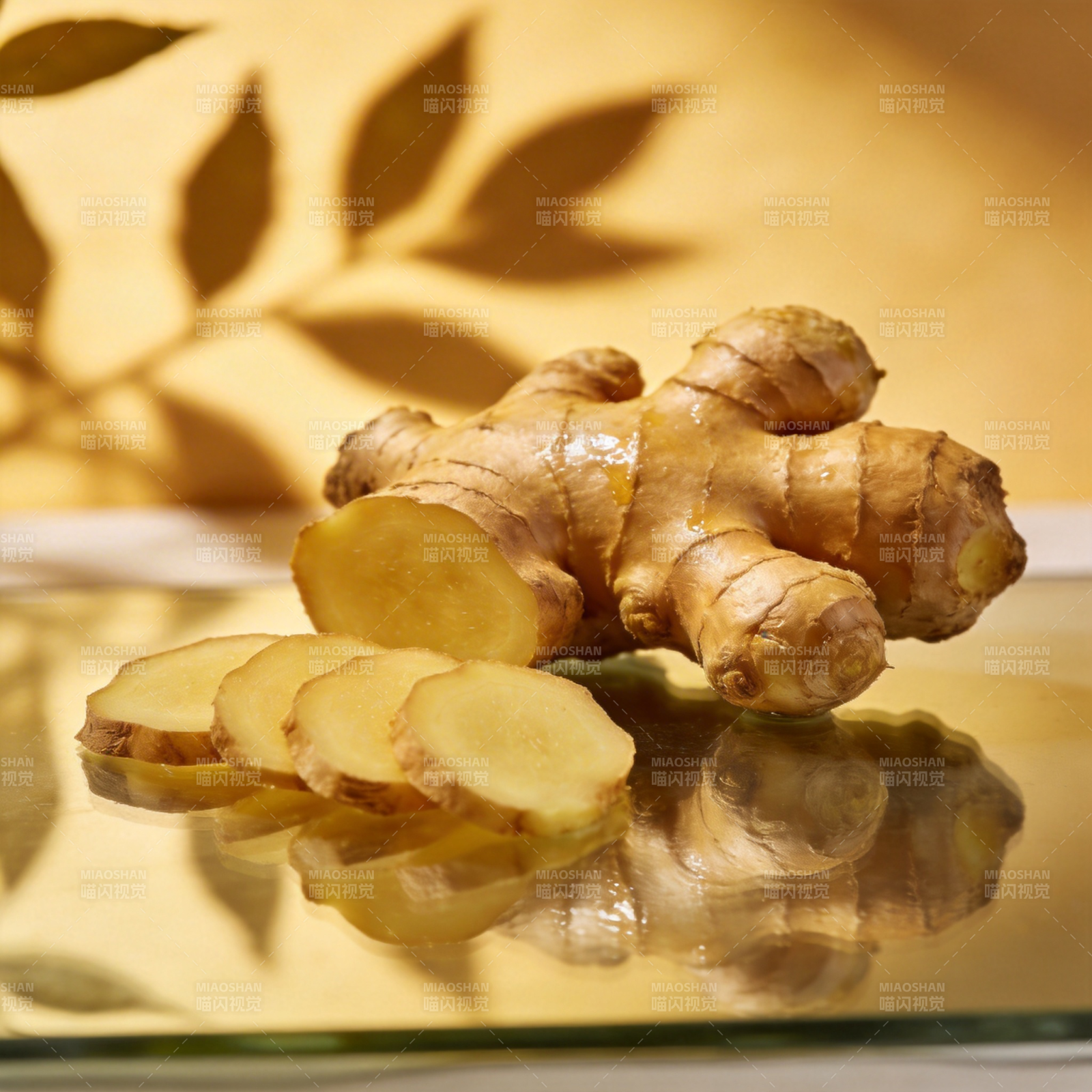 姜片与姜块静置图片