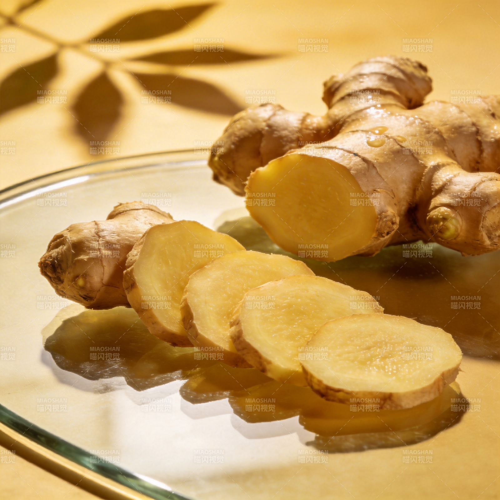 新鲜姜片与姜块图片