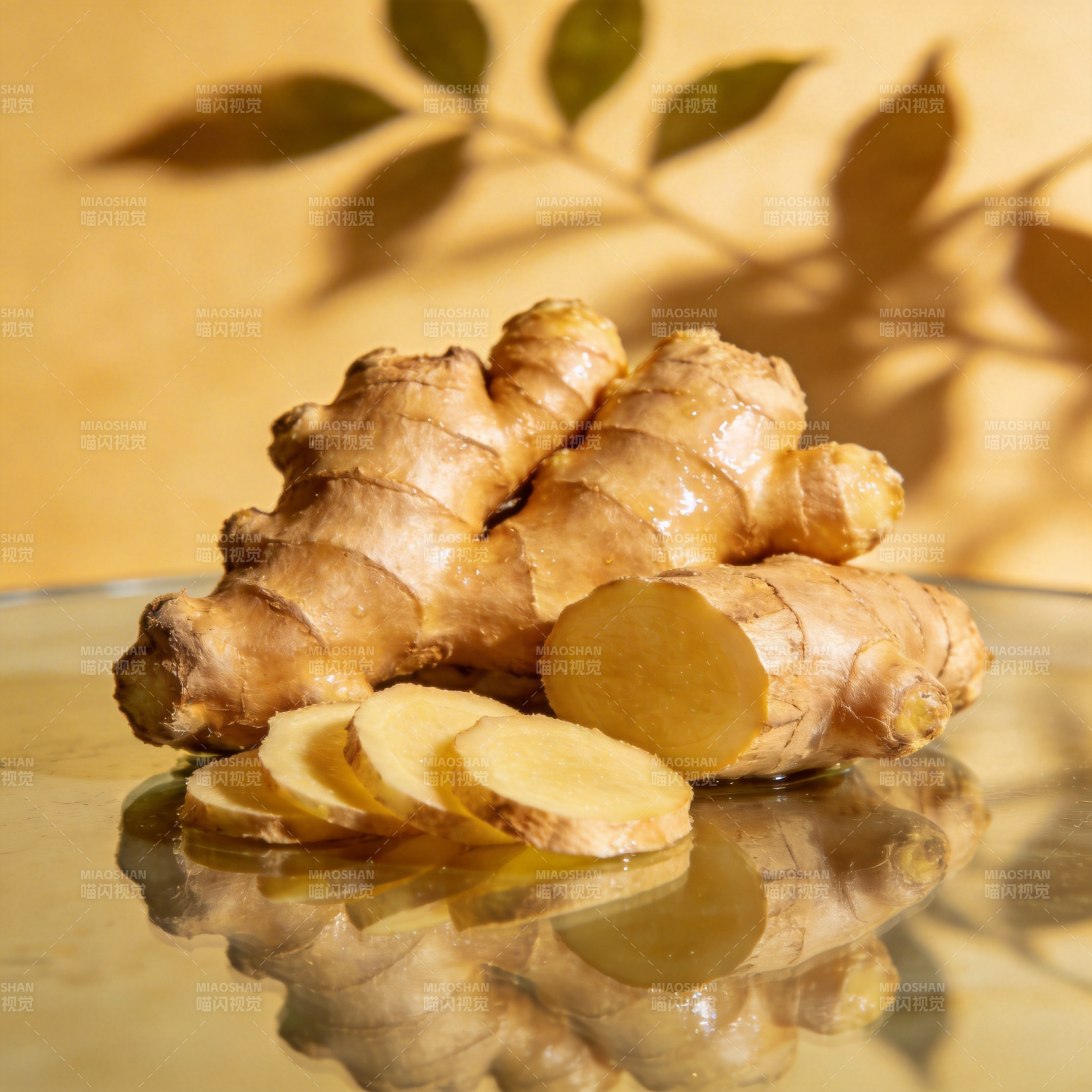 姜片与姜块静物图片