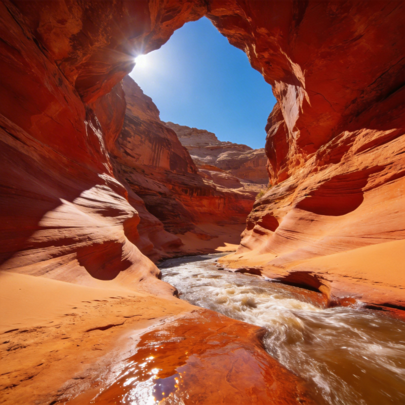 峡谷溪流光影图片