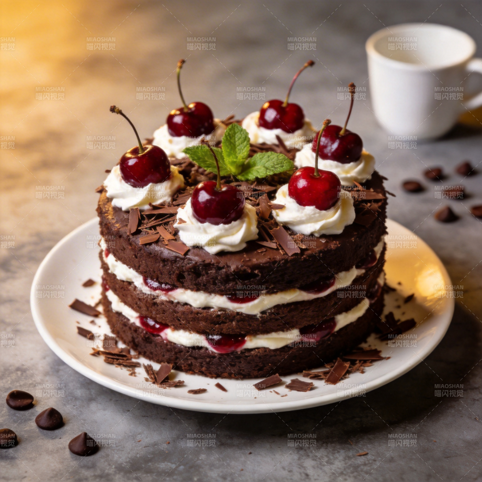 巧克力樱桃蛋糕图片