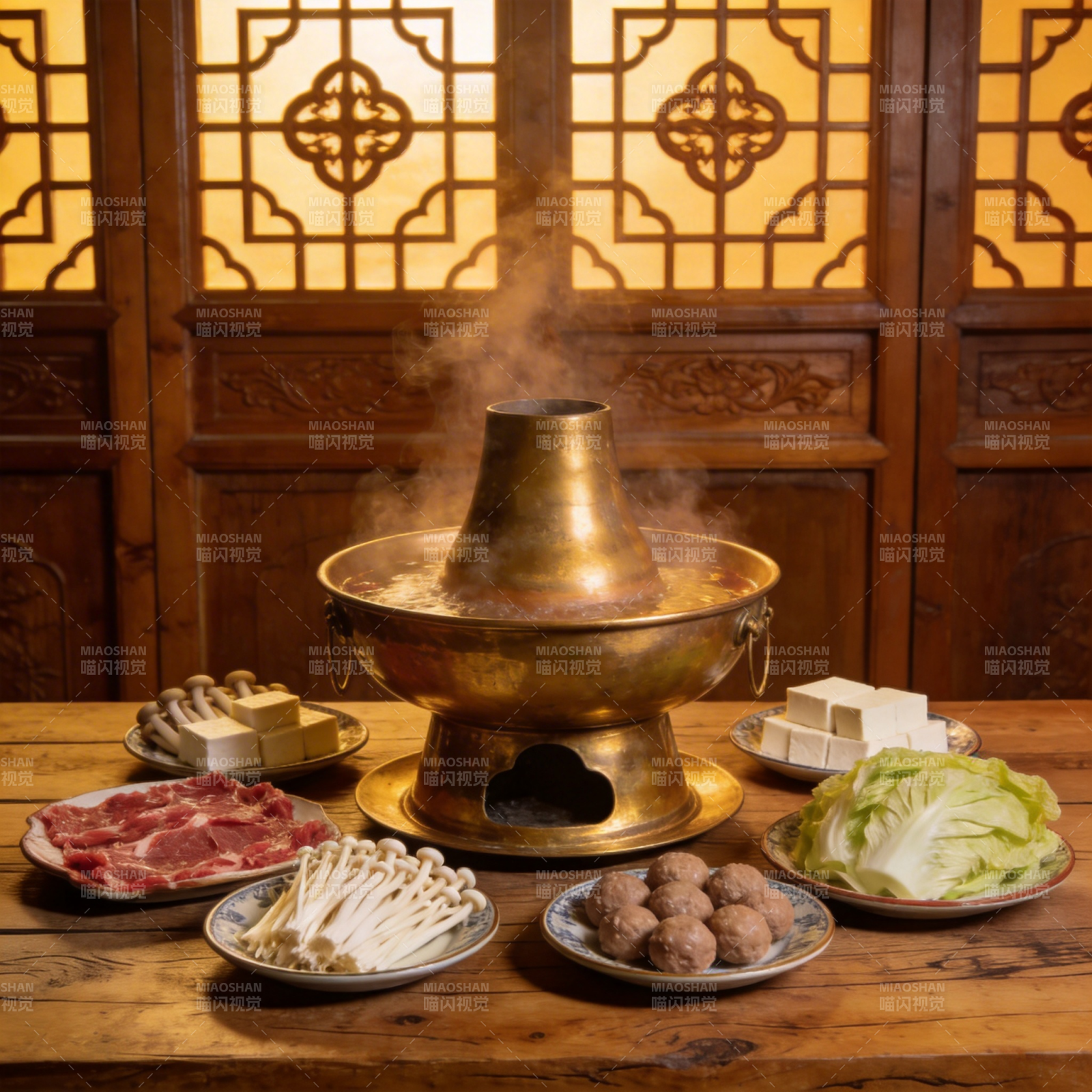铜锅涮肉宴图片