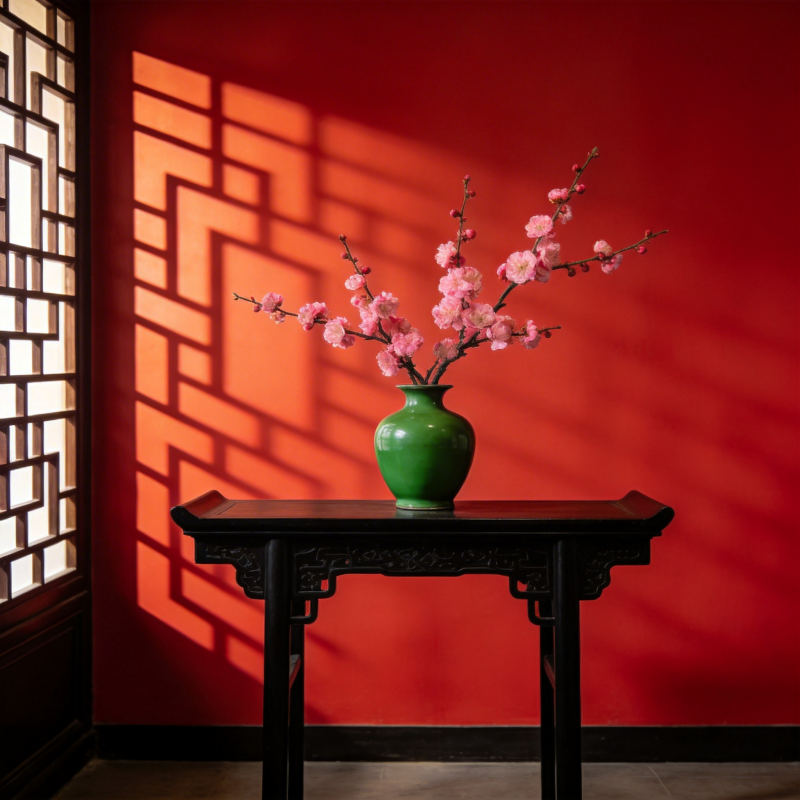 梅影映红墙图片