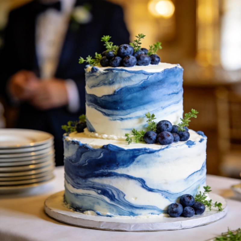 蓝白渐变婚礼蛋糕图片