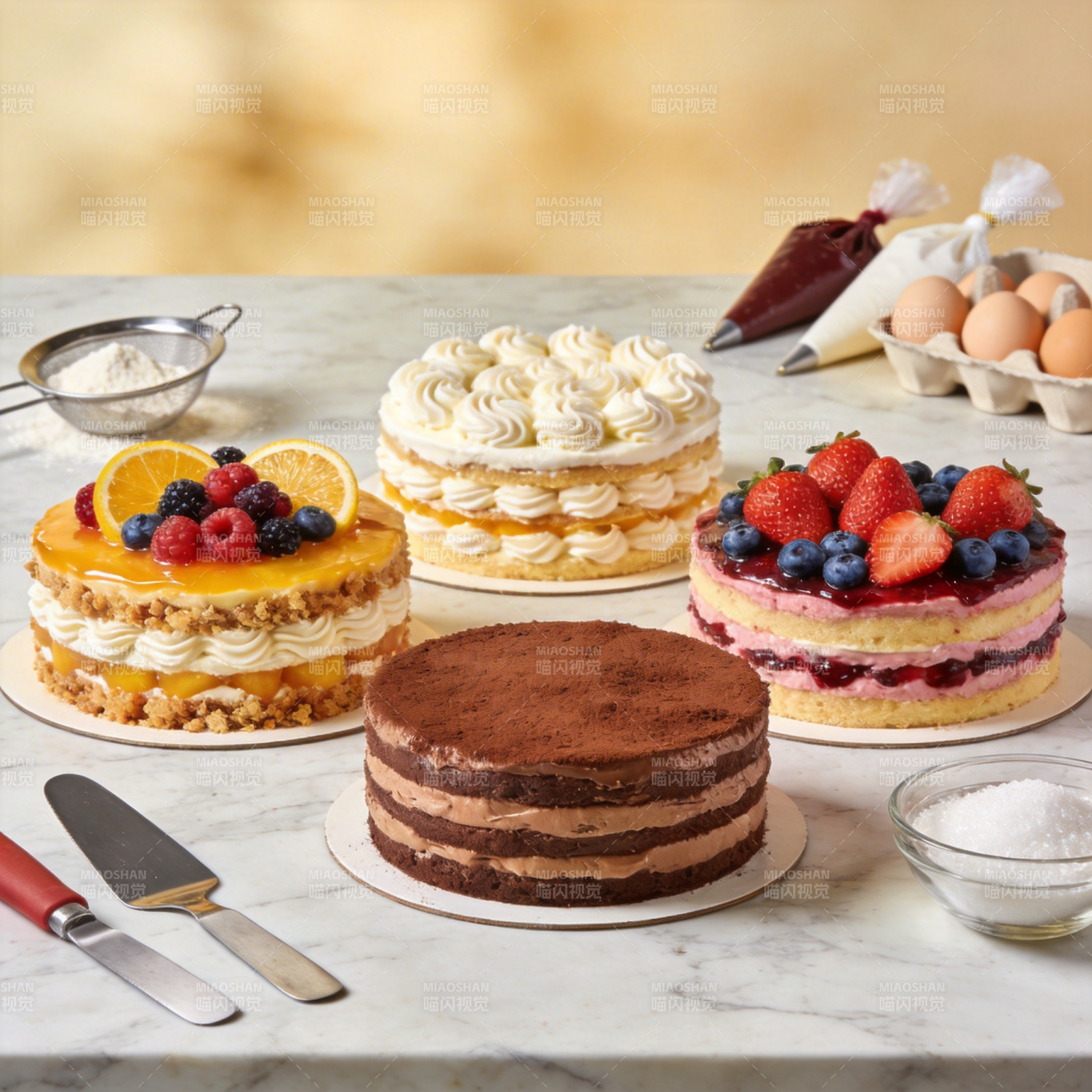 四款精致蛋糕展示图片