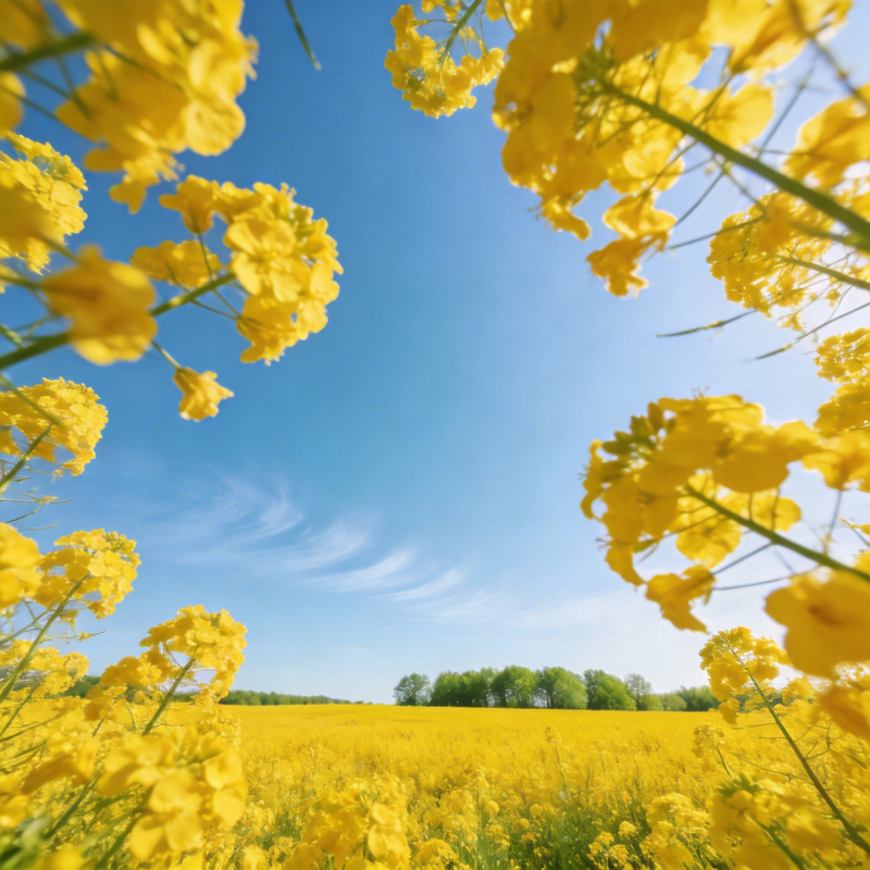 油菜花海映蓝天图片
