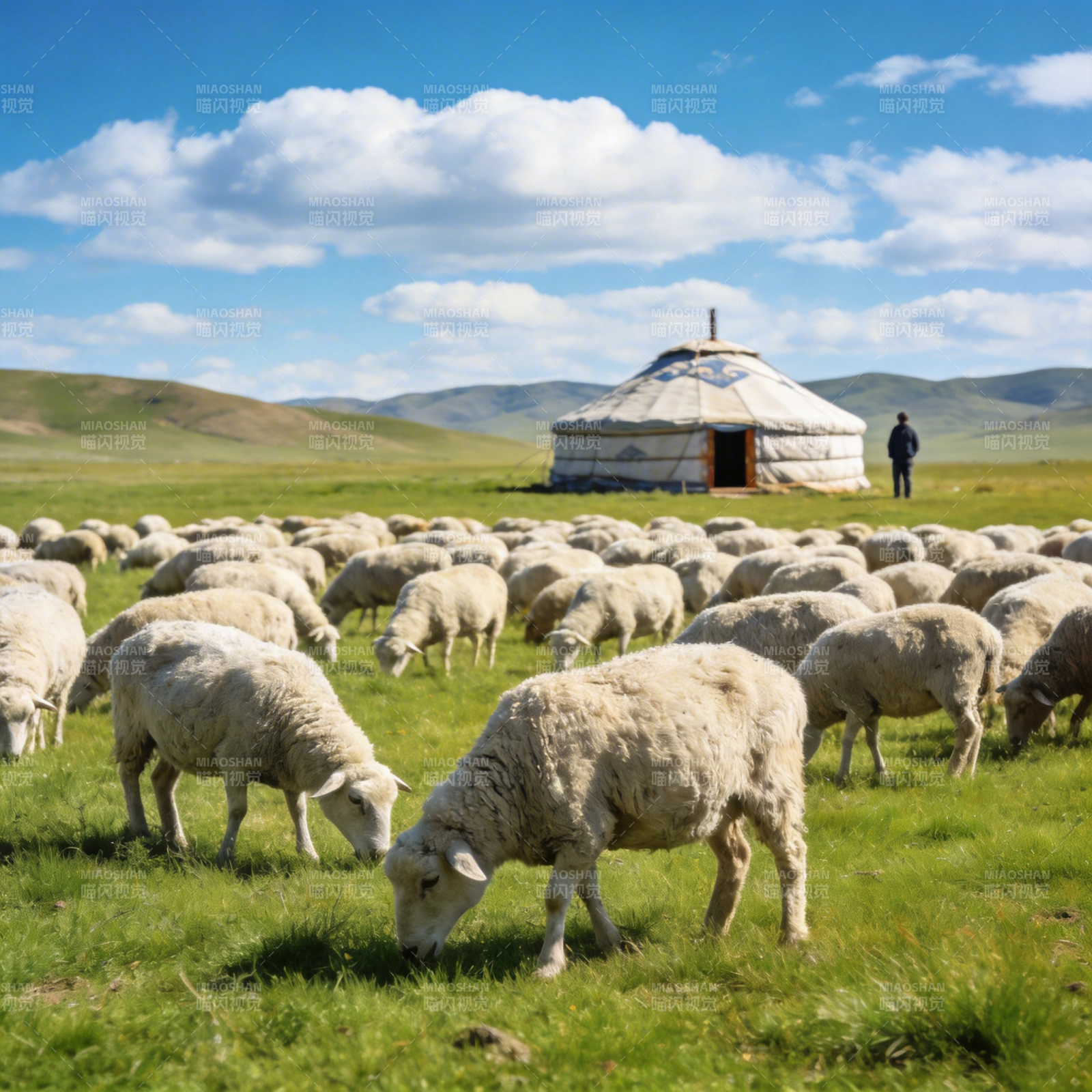 草原牧羊图图片