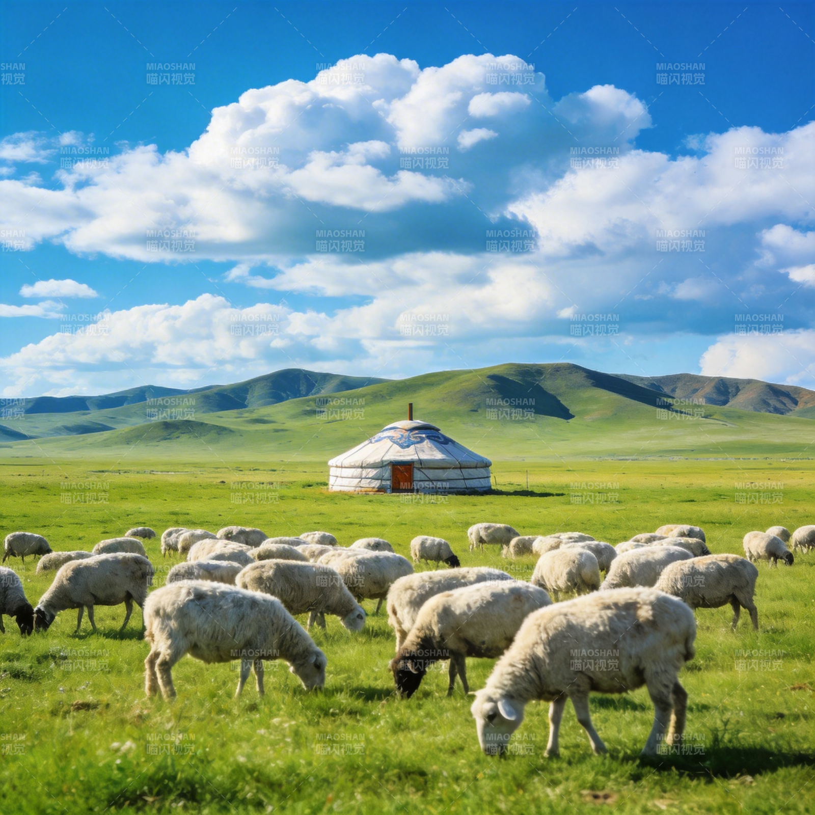 草原牧羊图图片