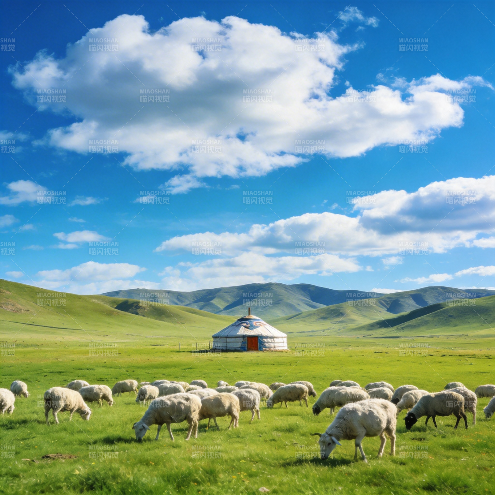 草原牧羊图图片