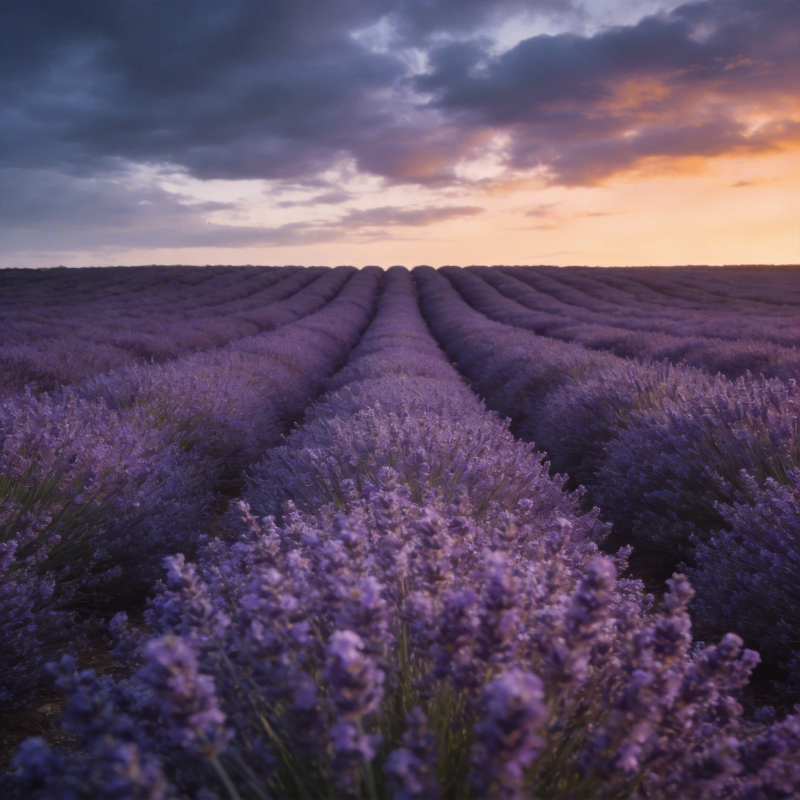 薰衣草田日落图片