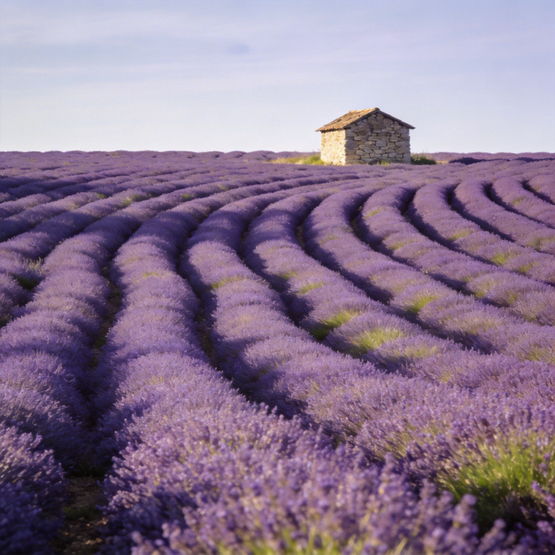 薰衣草田中的小屋图片