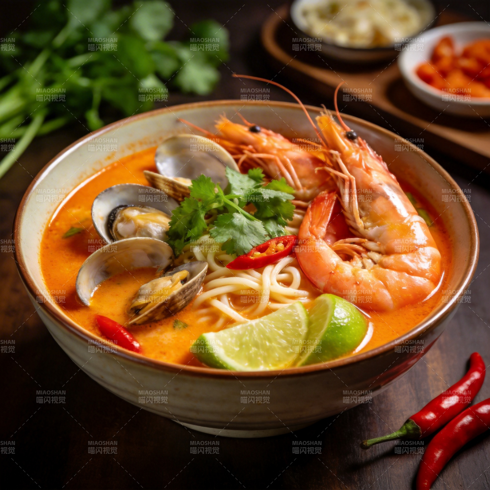 海鲜汤面图片
