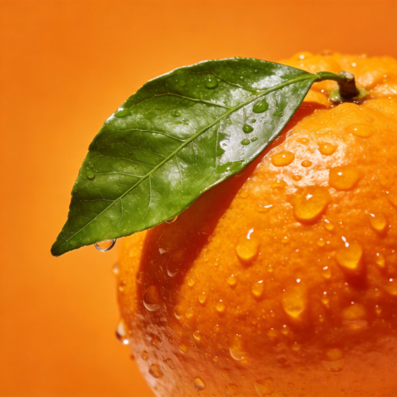橙叶水珠图片