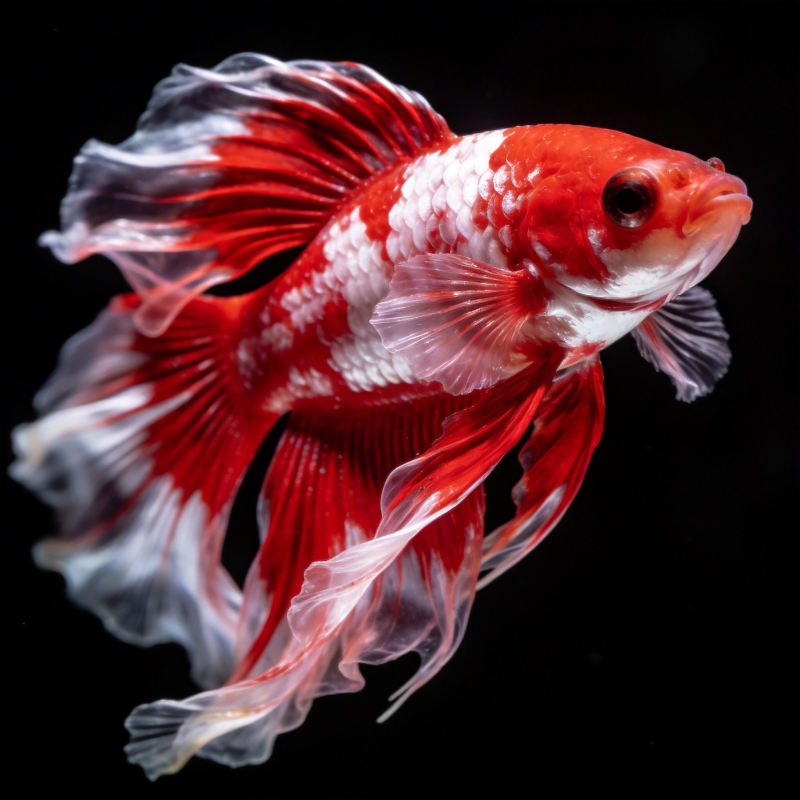 红白锦鲤游动图片