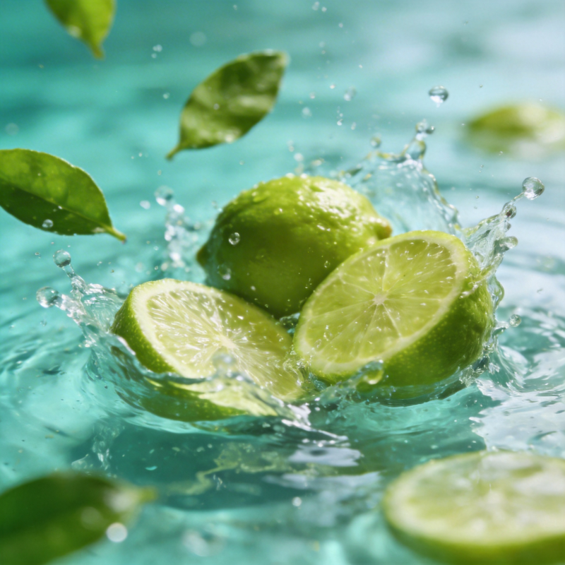 青柠入水溅起浪花图片