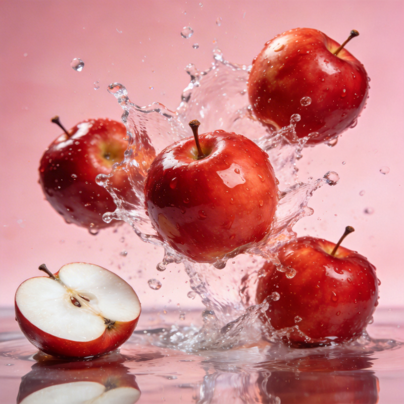 红苹果水花飞溅图片