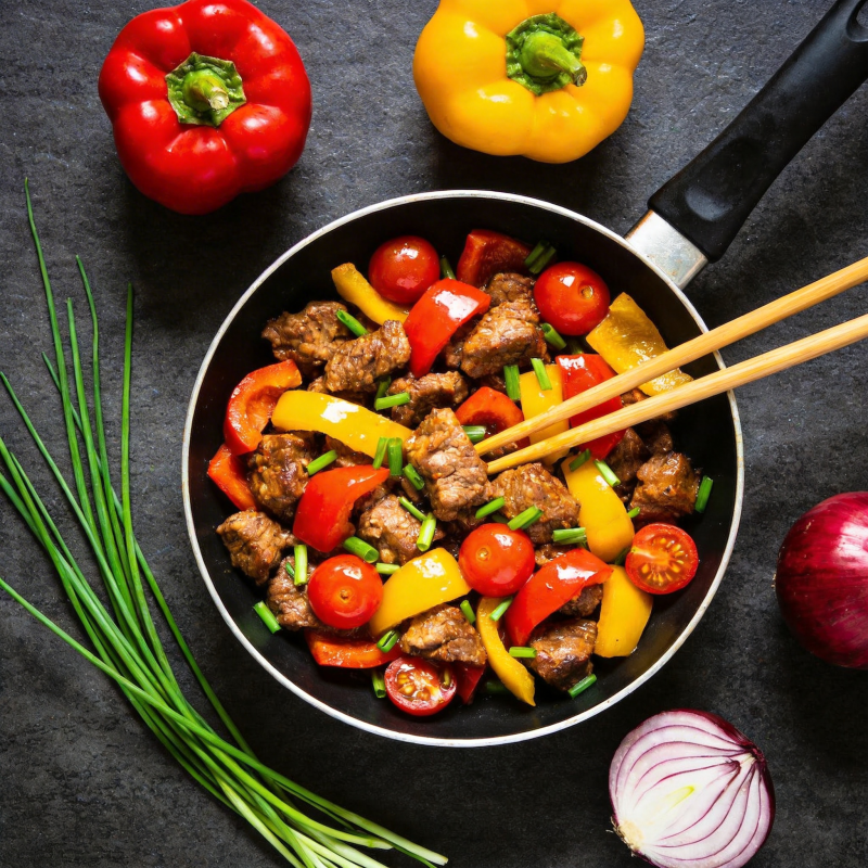 彩椒炒肉粒图片