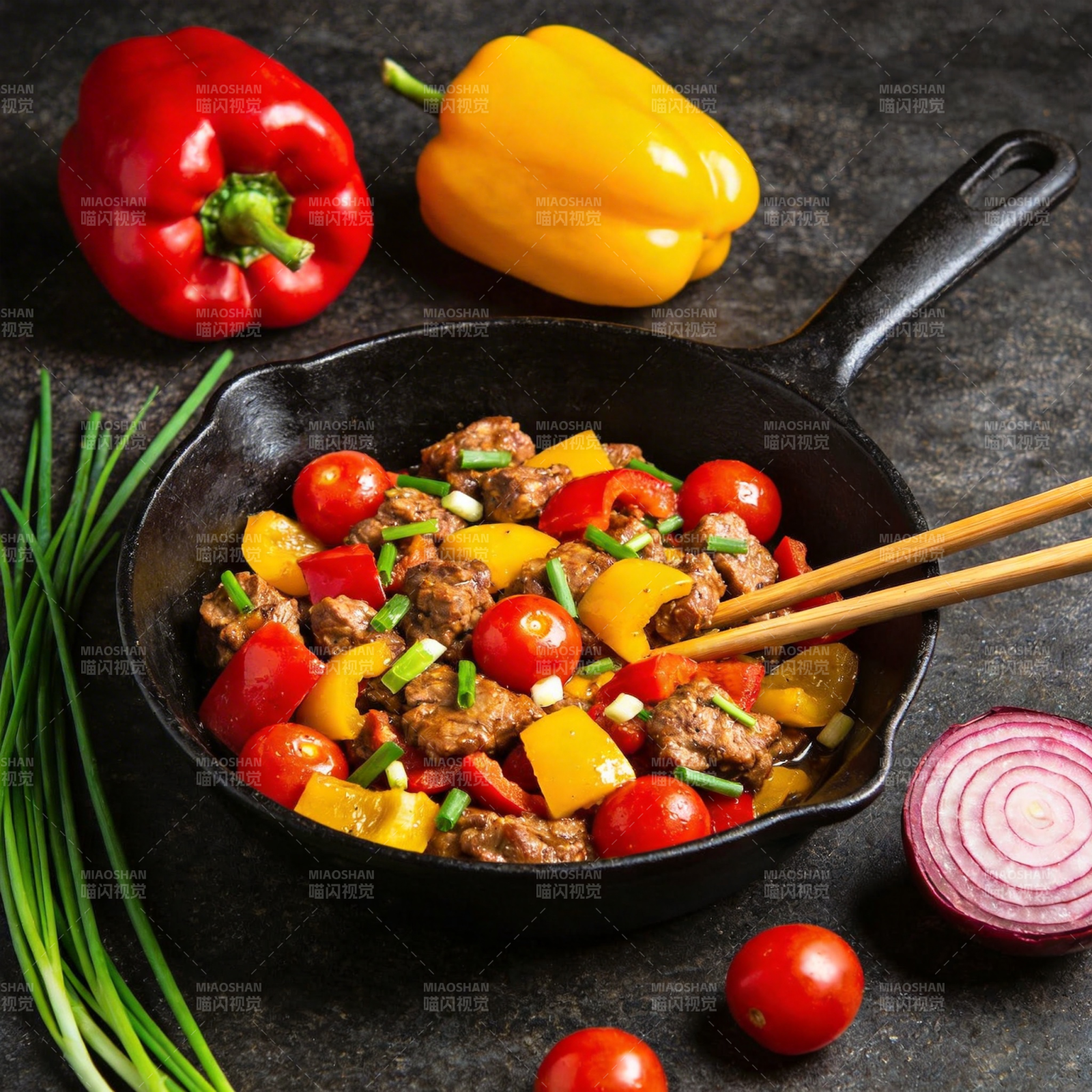 彩椒炒肉粒图片