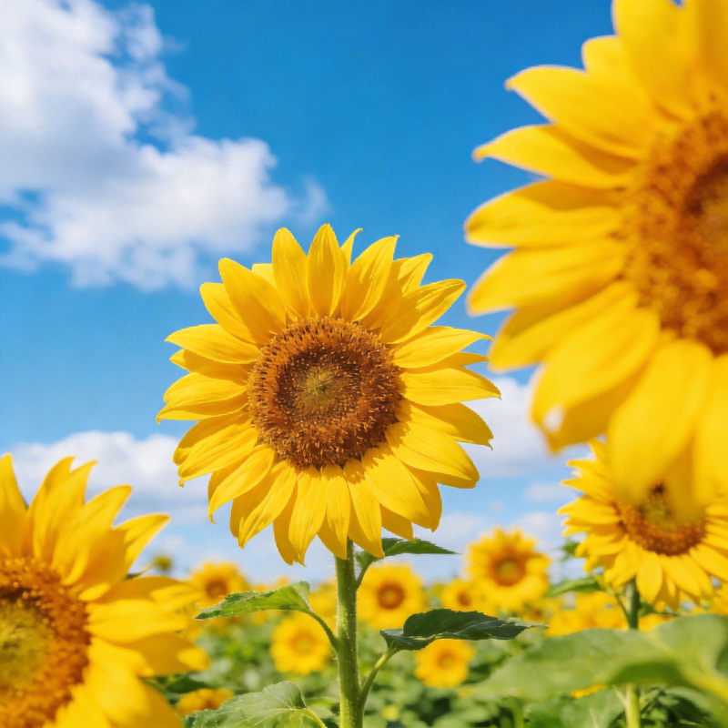 向日葵绽放蓝天图片