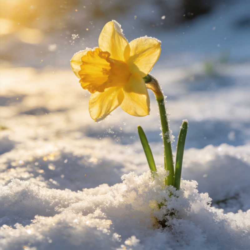 雪中绽放的黄花图片