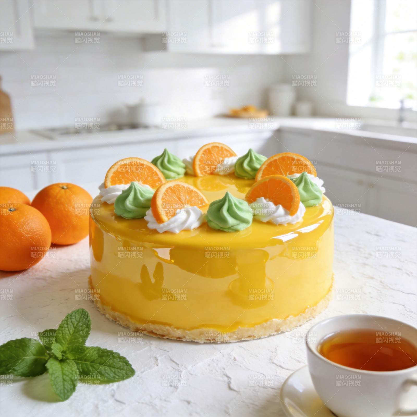 橙香慕斯蛋糕图片