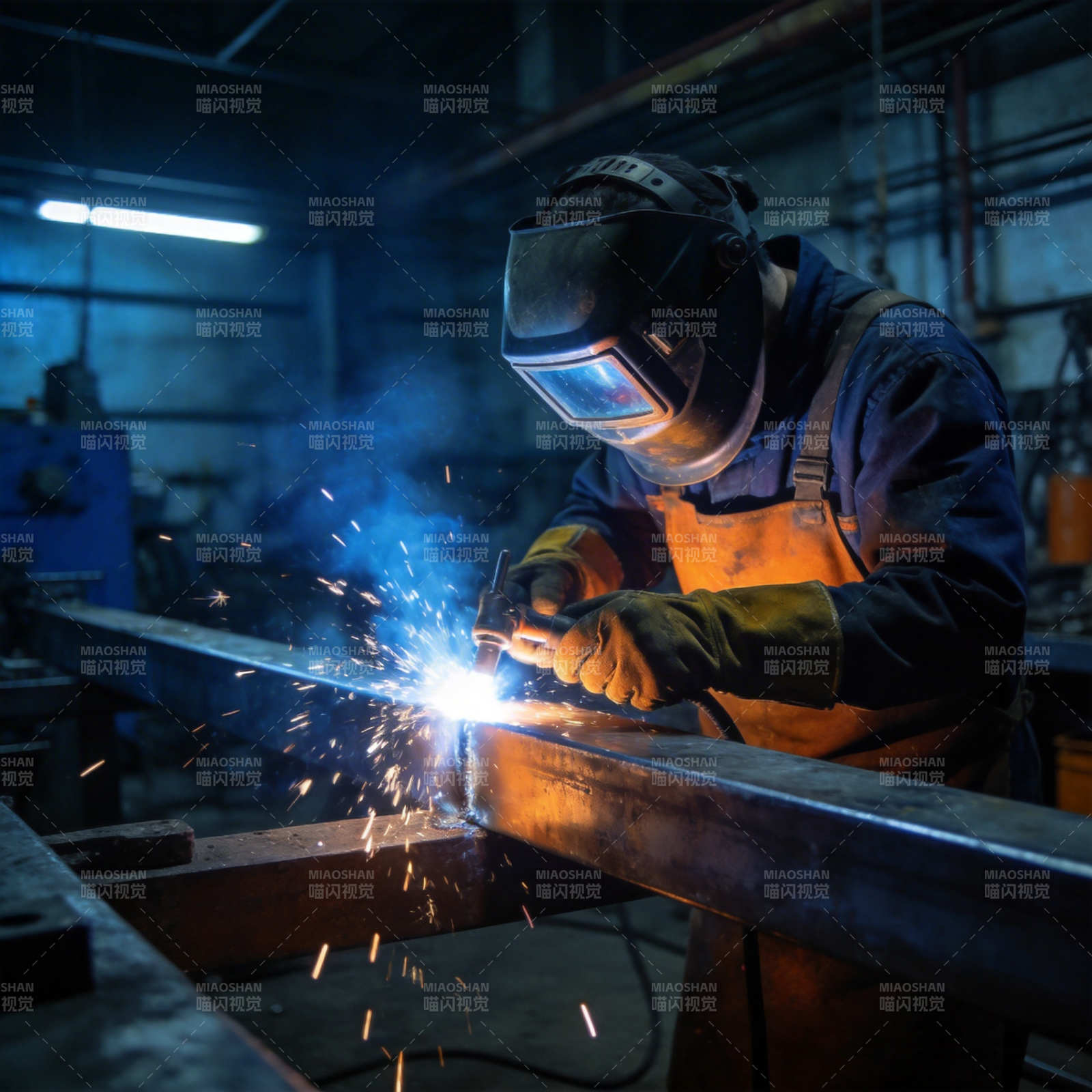 焊工在车间作业图片