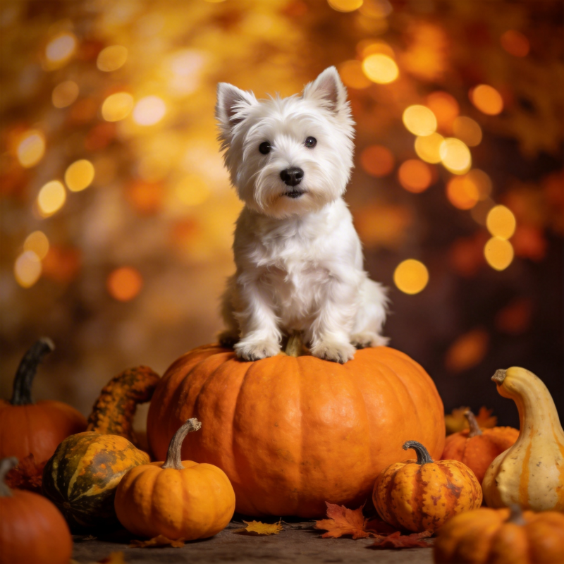 萌犬秋日南瓜趣图片