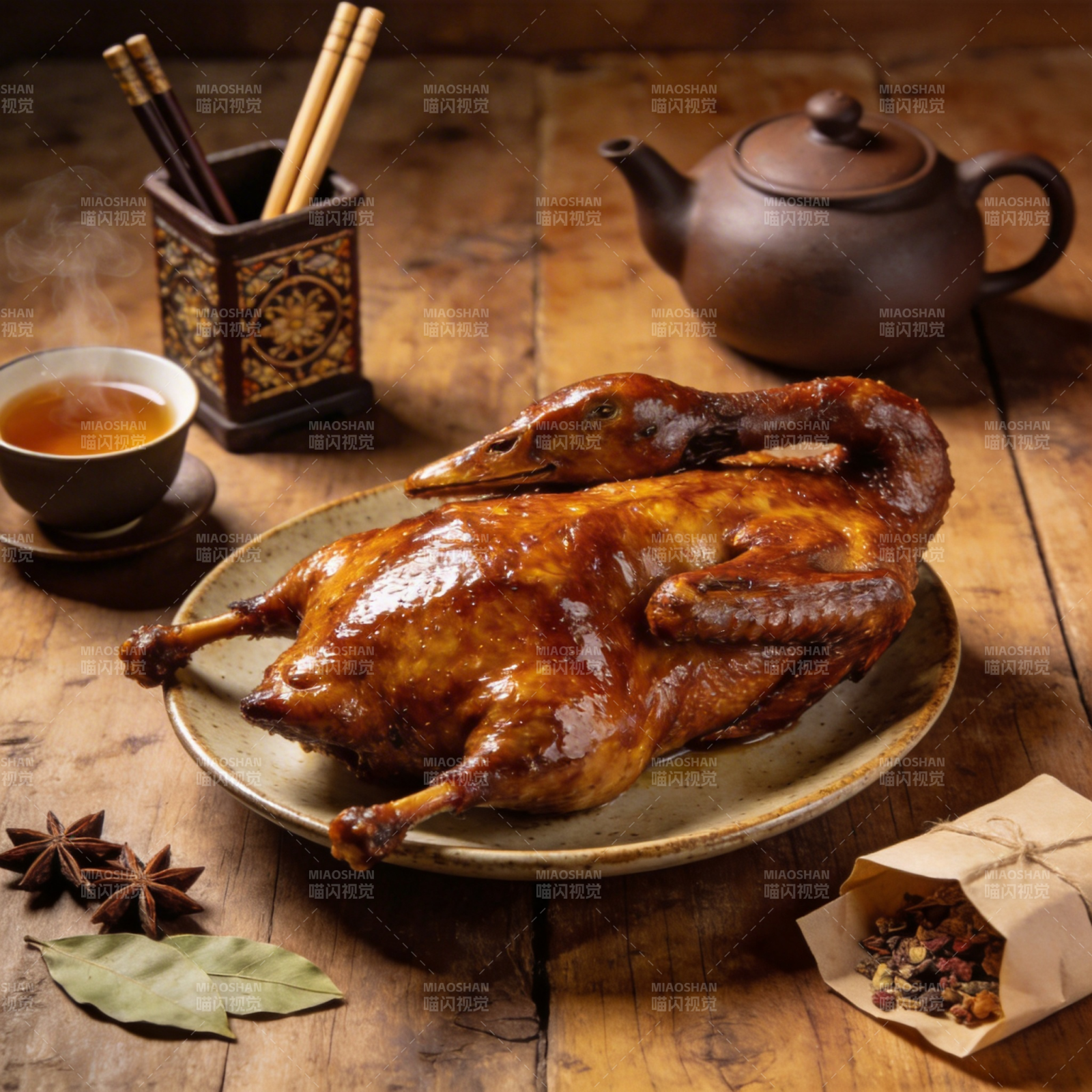 烤鸭配茶香图片