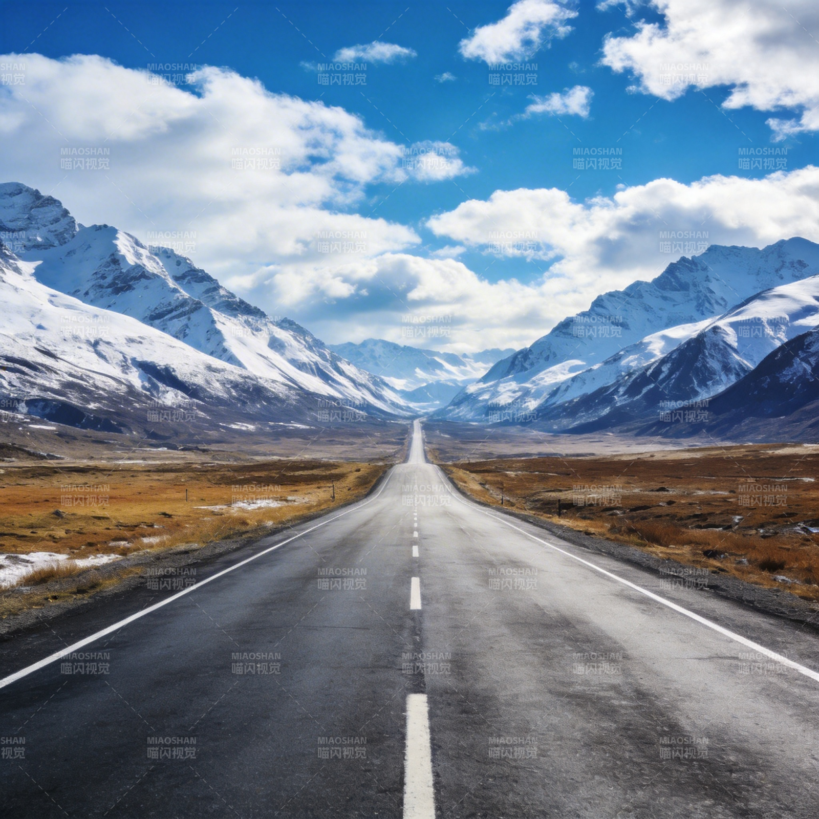 雪山公路远景图片