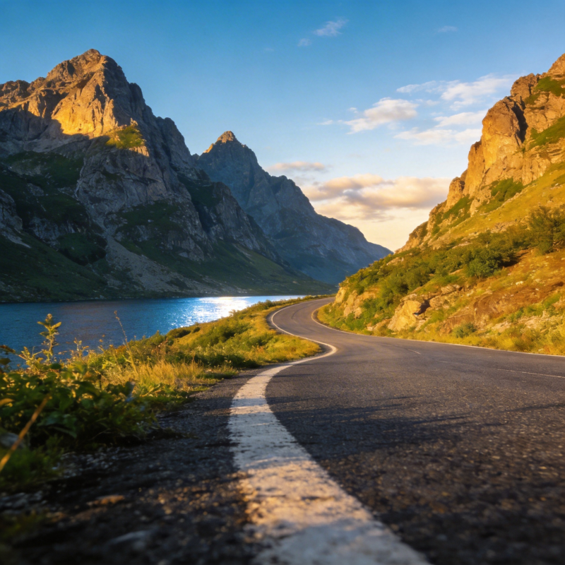 山湖公路美景图片