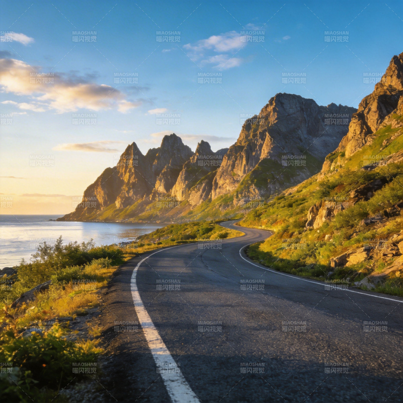 山海公路晨光图片