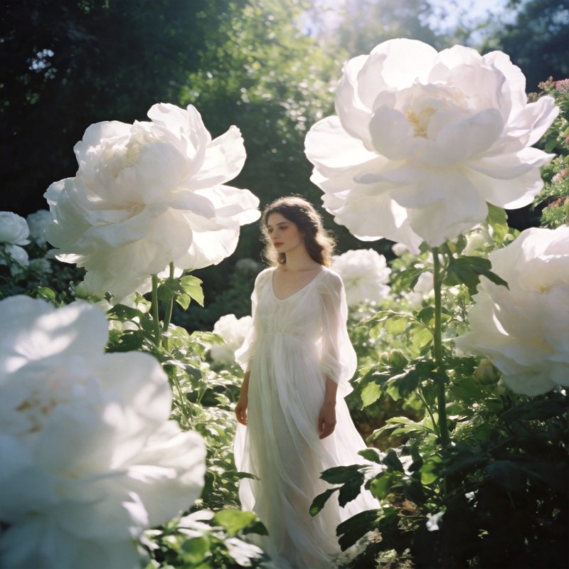 白玫瑰中的少女图片