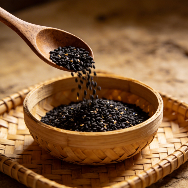 黑芝麻倾泻入碗图片