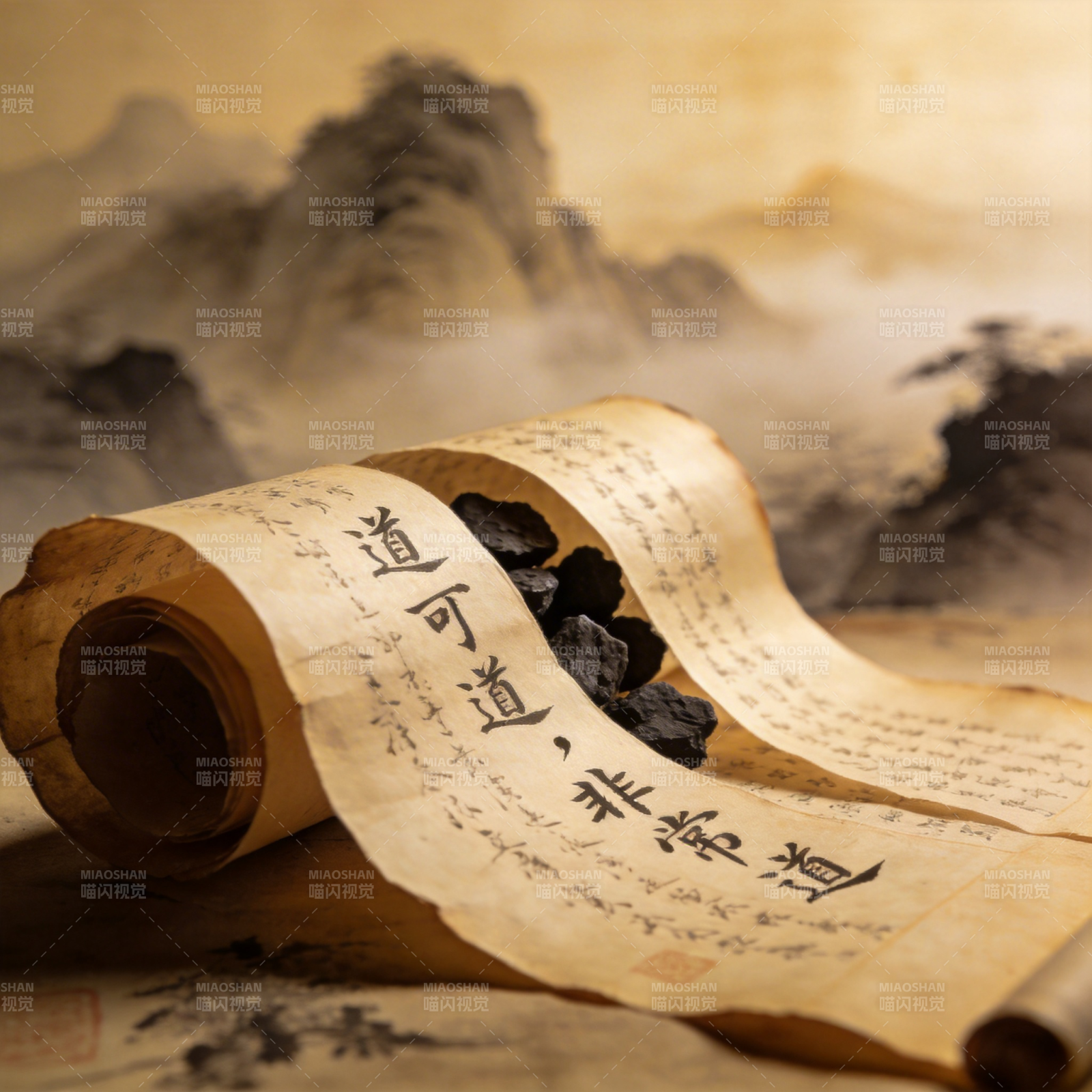 古卷墨香山水间图片