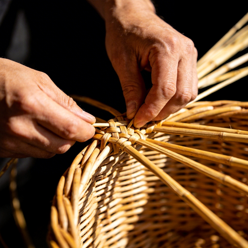 巧手编竹篮图片
