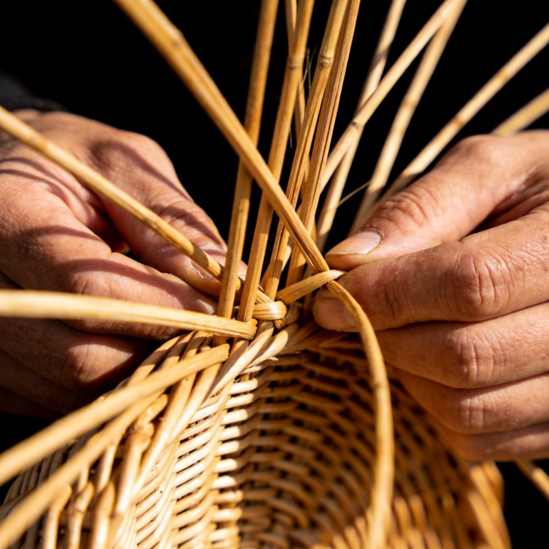 巧手编竹篮图片