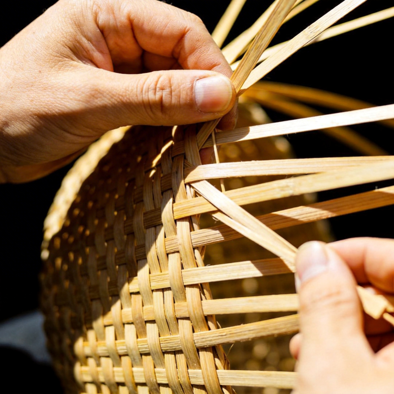 手工编织竹篮图片