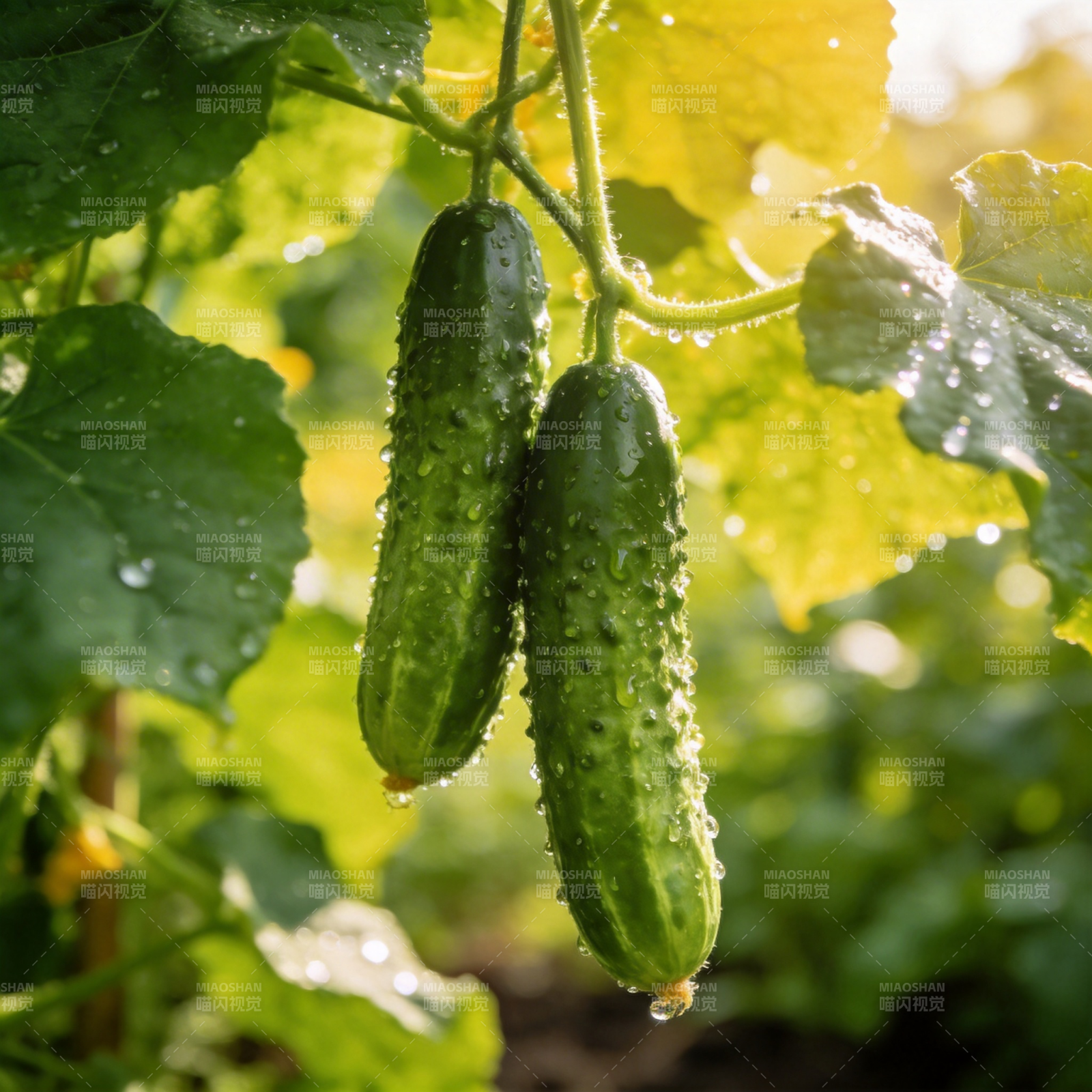 翠绿黄瓜挂枝头图片