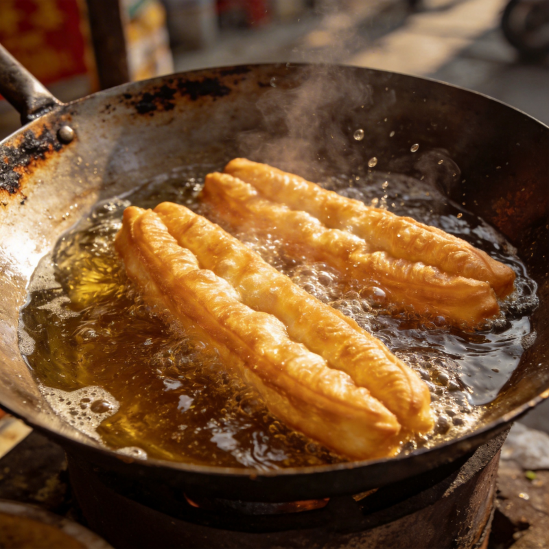 油条炸制中图片