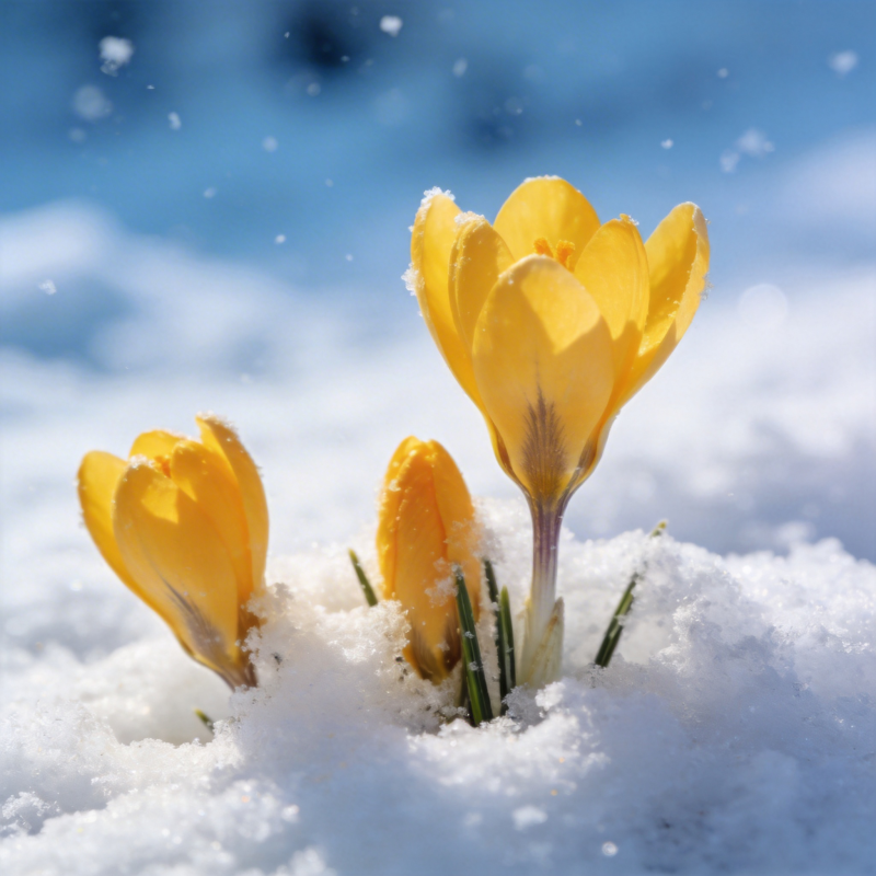 雪中绽放的黄花图片