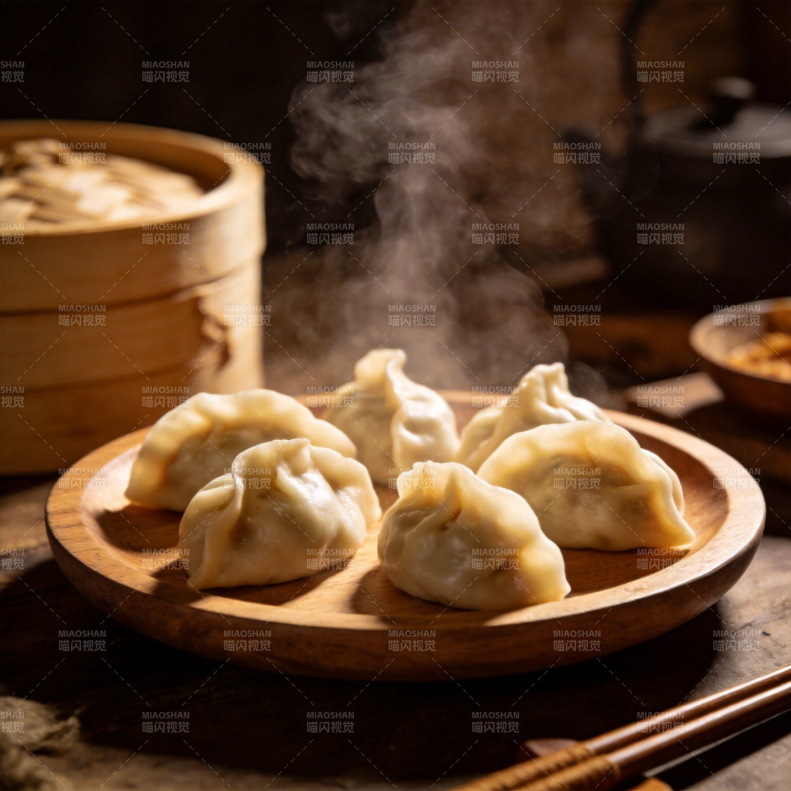 热腾腾的蒸饺图片