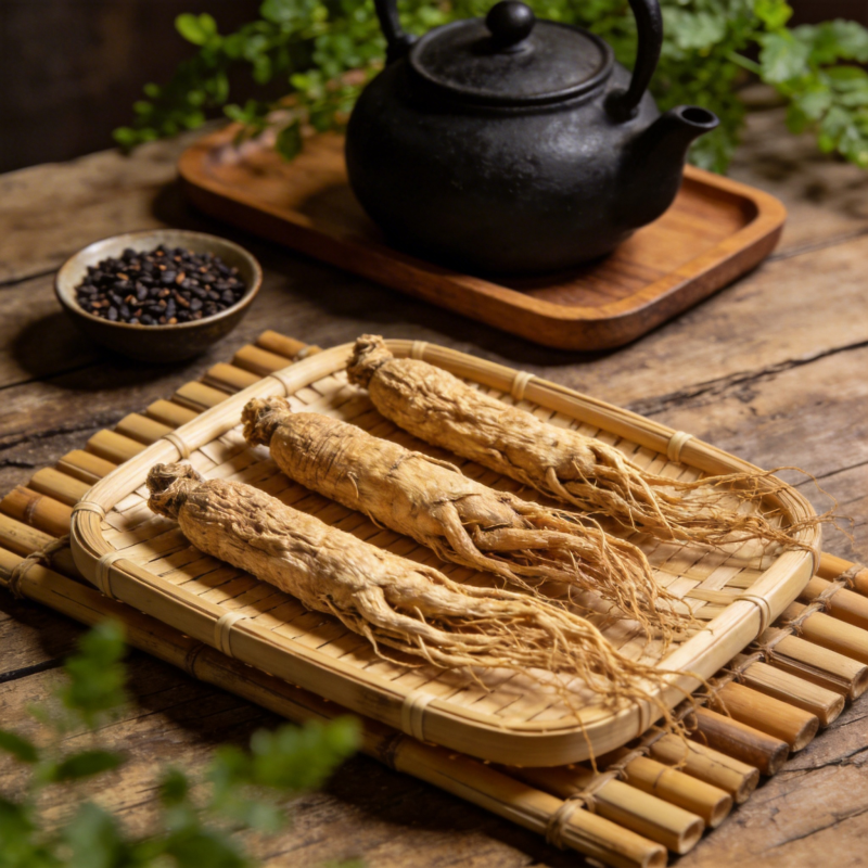 人参茶具静谧景图片